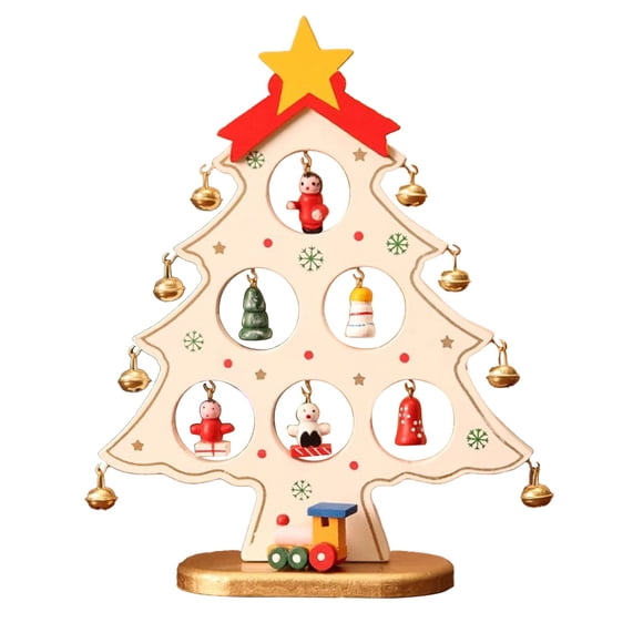 White Wooden Christmas Tree Desktop Ornament - Holiday Home Decor With Multiple Compartments For Small Gifts Kids Decoration 8.66X6.69 Inches 0.23 Lbs