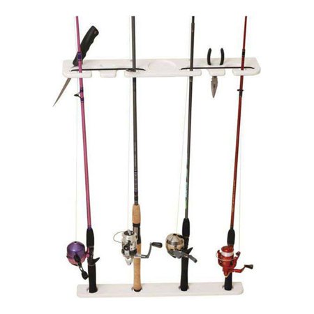 UPC: 0045038700010 | TACO Marine P03-074W 4-Rod Deluxe Pontoon Rod Rack – White