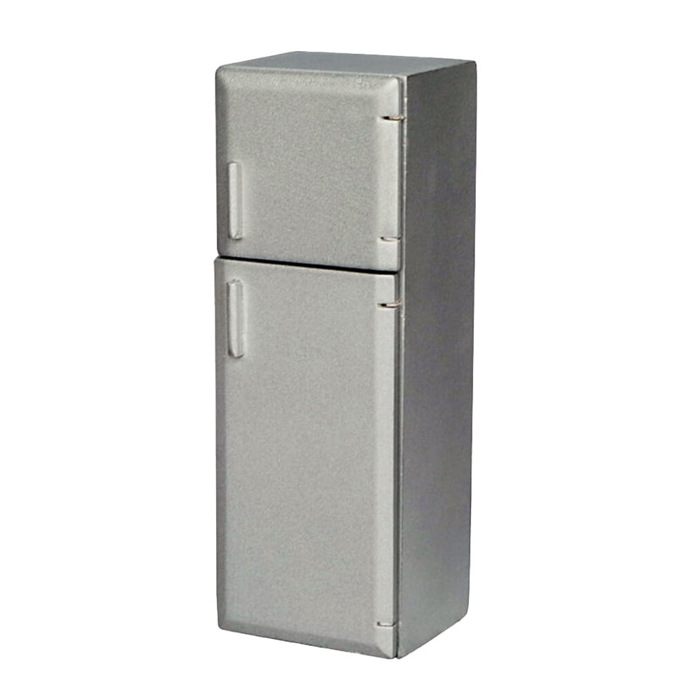 Weiweiguan 1pc 1/12 Mini House Refrigerator Miniature Wooden Refrigerator Furniture Model
