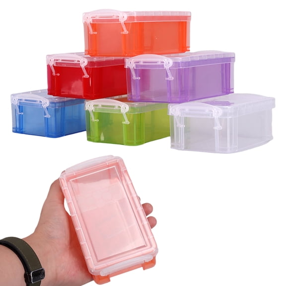 6 Pack Small Containers with Lids, Plastic Box Clear Craft Storage Containers Stackable Small Case for Beads Sewing Supplies