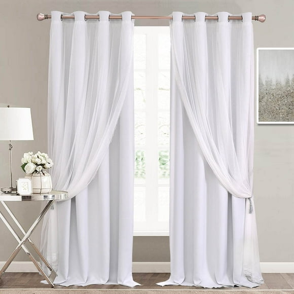 Cortinas SOFJAGETQ de doble capa, opacas, transparentes, 132 x 274 cm