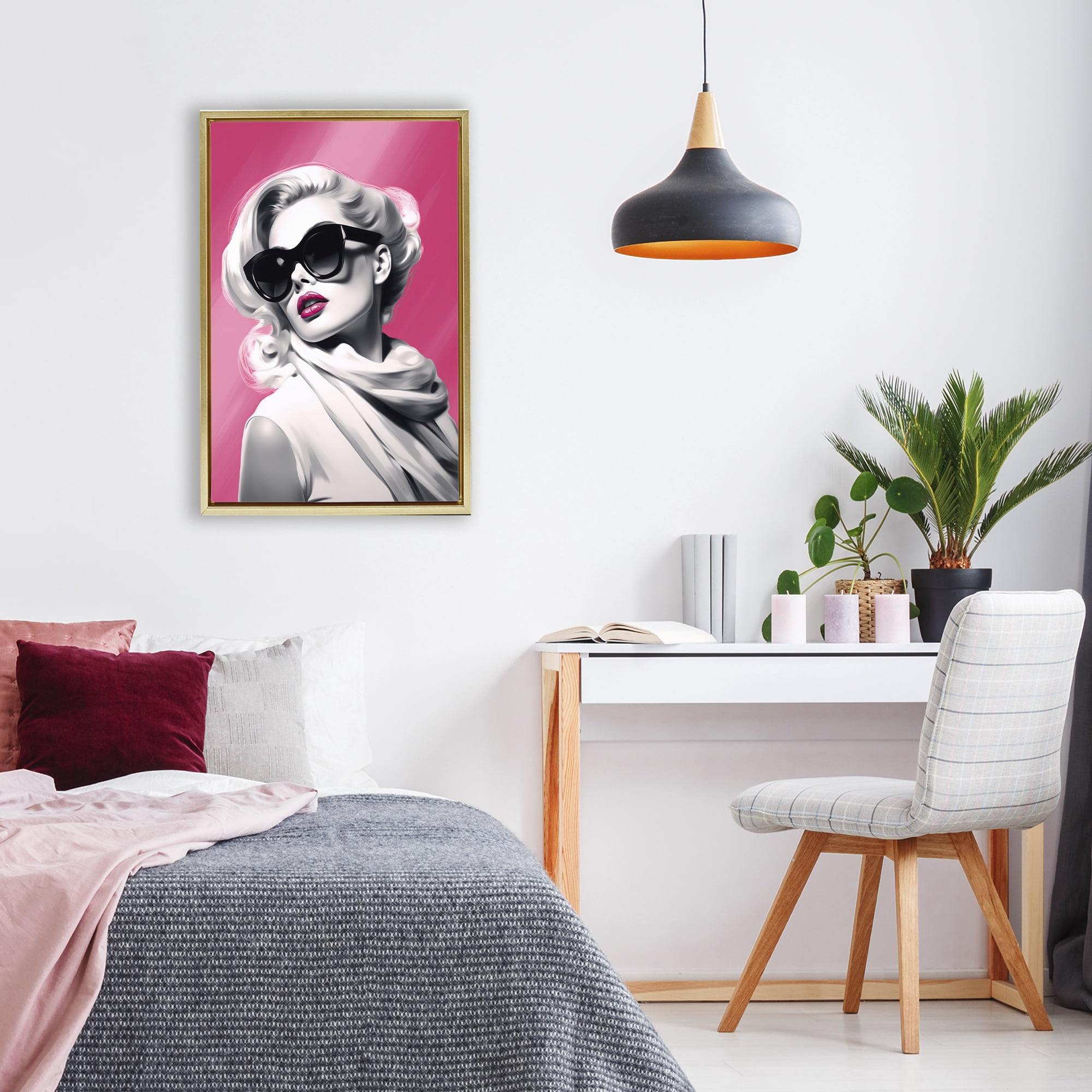 Stupell Industries Vintage Retro Chic Portrait Gold Framed Floater Canvas Wall Art, design by Andrea Haase