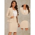 thumbnail image 2 of DARING DIVA Women's Collarless Blazer Formal 2pcs Skirt Suit Sets S Beige, 2 of 6