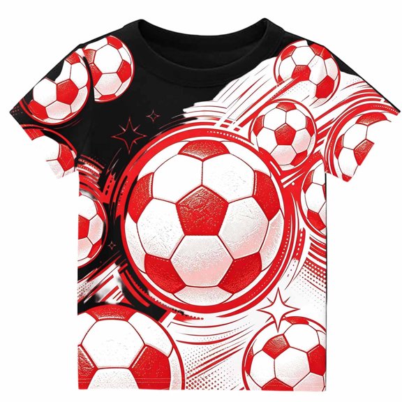 Lullu Summer Boys T Shirt Soccer Graphic Tee Short Sleeve Crew Neck T-Shirt, Sizes 1-14