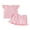 Pink, variant on Toddler Baby Girl Summer Outfit 6 12 18 24 Months 2T 3T 4T Bow Print Ruffled Trim Crew Neck Flying Sleeve Tops and Shorts Clothing Set