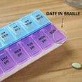 thumbnail image 6 of Arcticice 2-pack Pill Box 7 Day Pill Organizer 2 Times a Day Compact Pill Travel Case, 14 Individual Compartmented Pill Box with Braille Printed, Blue+Purple, 6 of 9