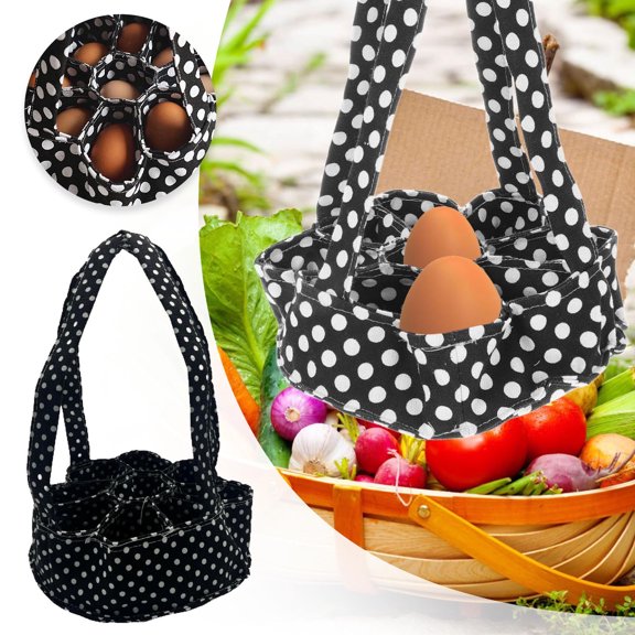 Egg Basket with 9 Pouches Egg Collecting Bag for Chicken, Egg Collection Small Egg Holder & Organizer for Transporting Storage (Black 1 pack)