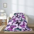 thumbnail image 3 of Butterfly (3) Throw Blankets 40"x30" Lightweight Flannel Fleece Cozy Soft Blanket Home Decor for Couch Bed Sofa Bedroom Living Room Travel Birthday Christmas All Season, 3 of 6