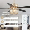 thumbnail image 4 of PHORUS 52" Crystal Ceiling Fan with Lights and Remote Control,Indoor Farmhouse Ceiling Fan, Wood Blades,Quiet Chandelier Fan for Living Room, Dining Room, Bedroom,Gold, 4 of 12