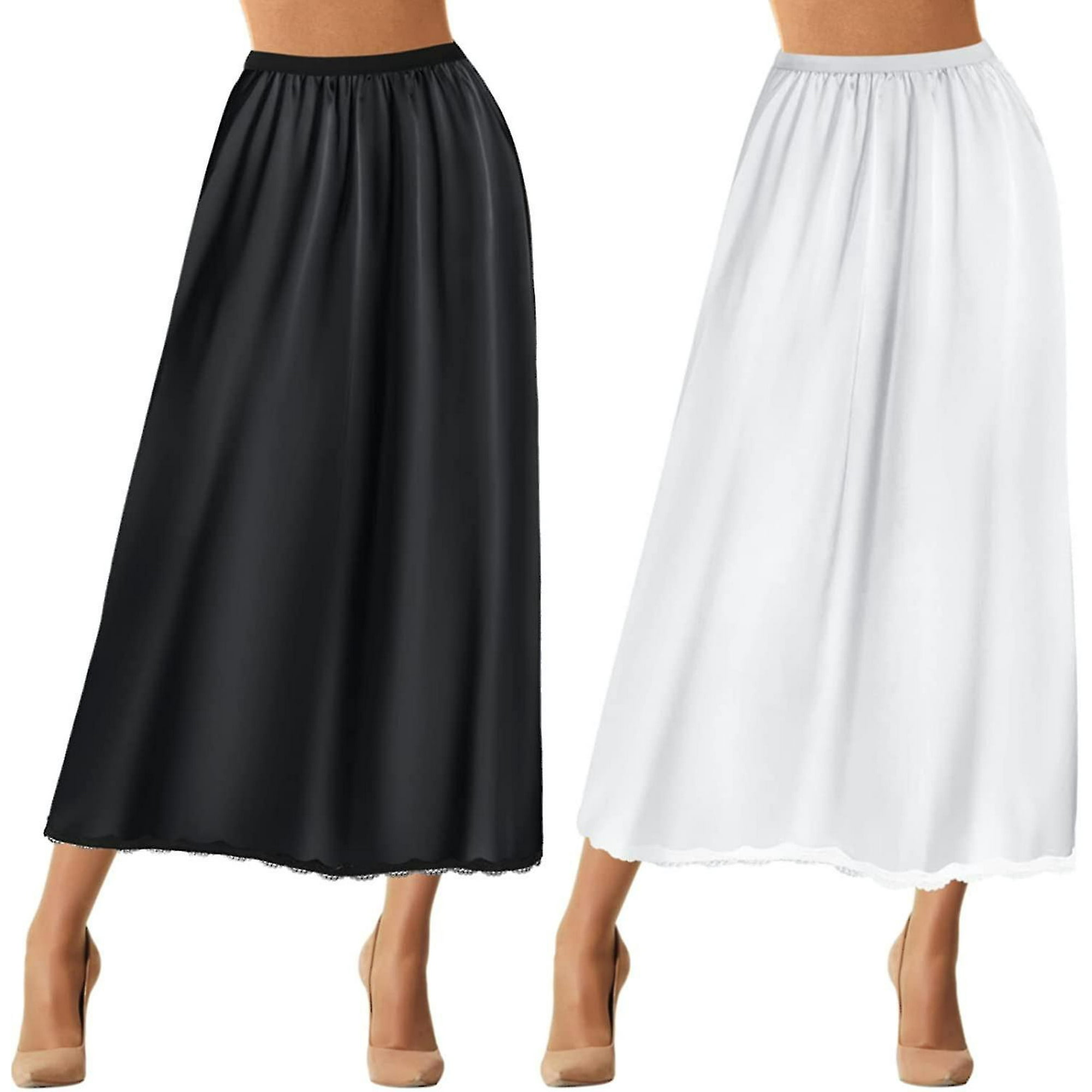 2 Pcs Jupon en Satin pour Femmes Jupe Longue en Dentelle Jupon Long pour Robes Lingerie Jupe Longue Walmart