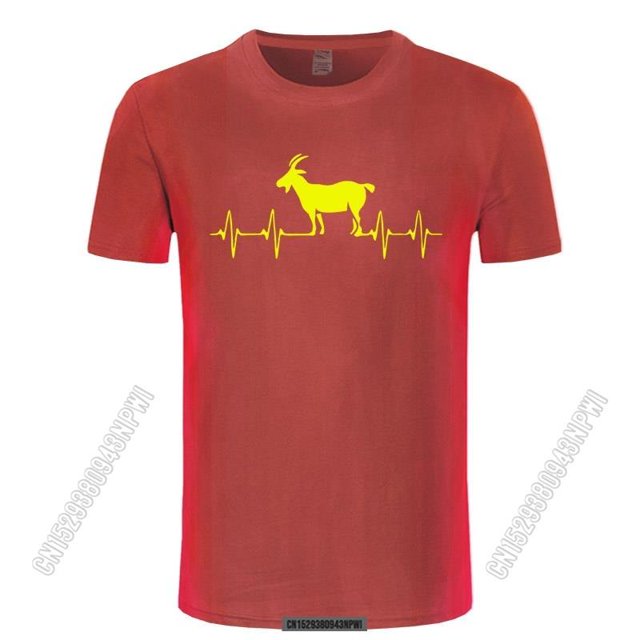 Camiseta Goat Heartbeat 2022 Camiseta Goat Lover Country Chicken Goat Camiseta clásica de verano con cuello redondo para hombre de algodón puro