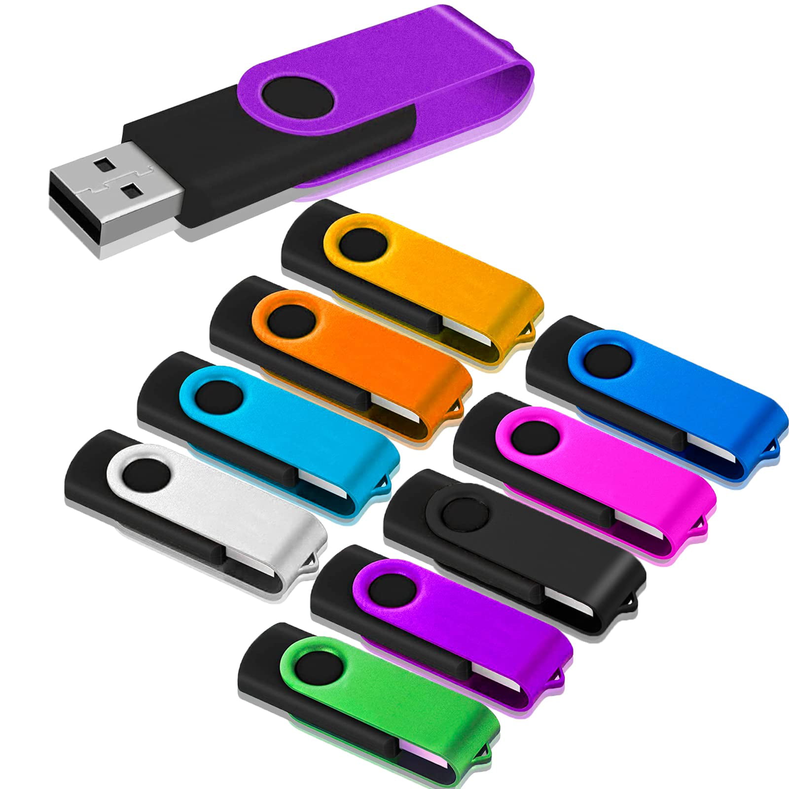 Flash Drive 16GB 10 USB Drives 16 Thumb Drive Pack Bulk of 10 USB Drives Swivel Design with LED Indicator, Jump Drive, Gig Stick, Memory Pen Drive - Walmart.com