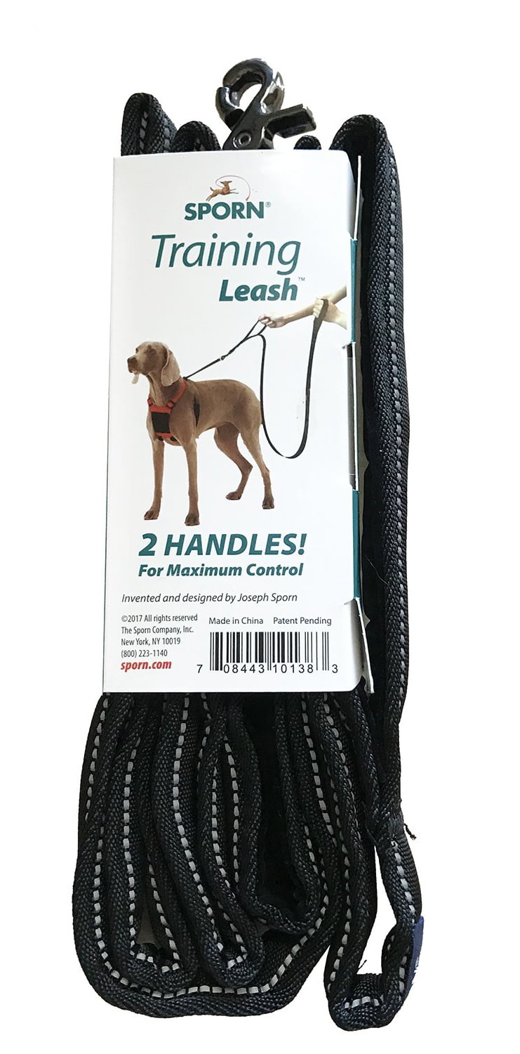 Sporn 6' Nylon, Suede & Nickel Standard Dog Leash, Black, M/L 