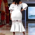 thumbnail image 3 of AURA Womens Off Shoulder Lace Fishtail Midi Dress High Waist Party Cocktail Zipper, 3 of 10