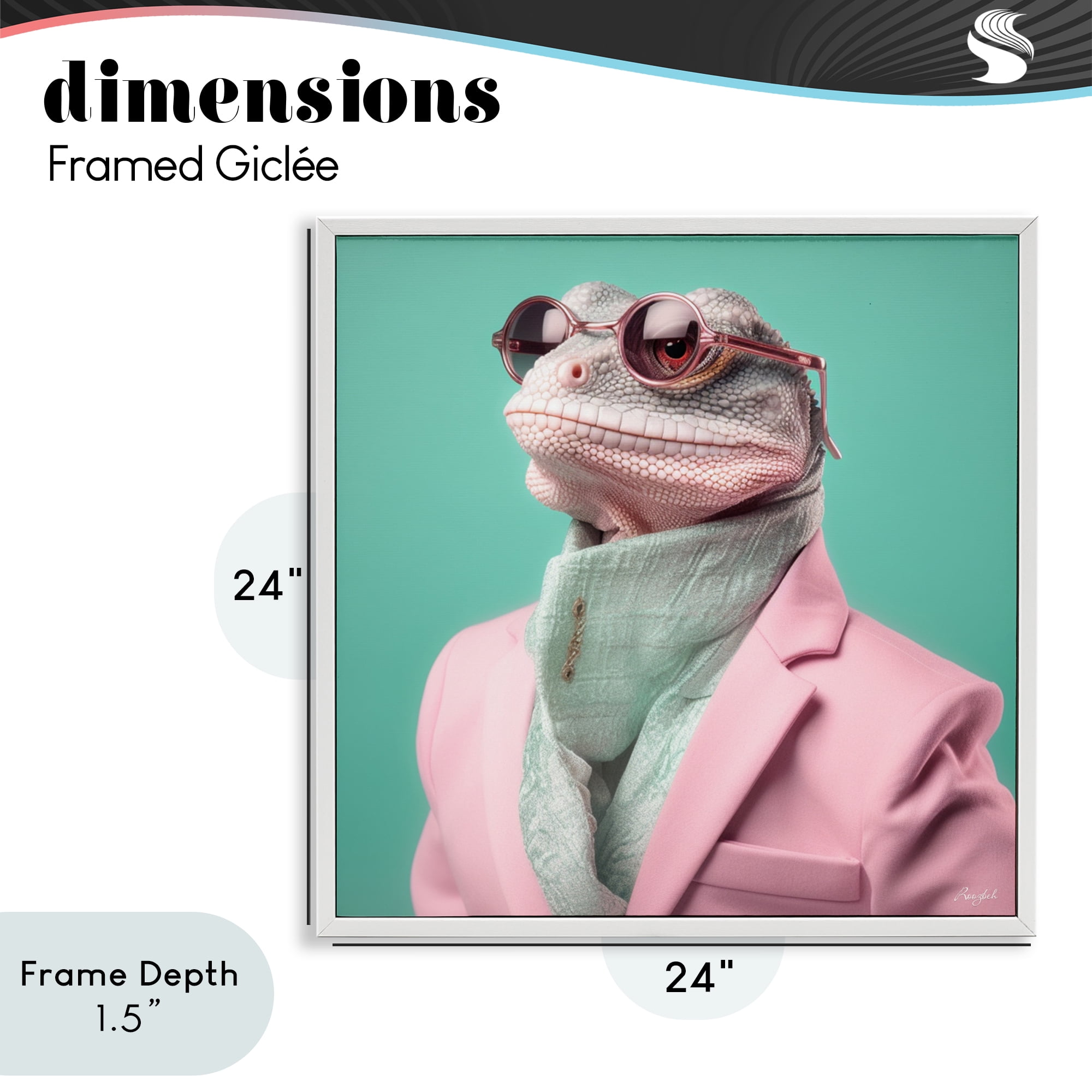Stupell Industries Hipster Iguana Portrait White Framed Giclee Art, design by Roozbeh