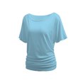 thumbnail image 5 of Womens Short Sleeve Boat Neck Side Shirring Dolman Drape Top, 5 of 6