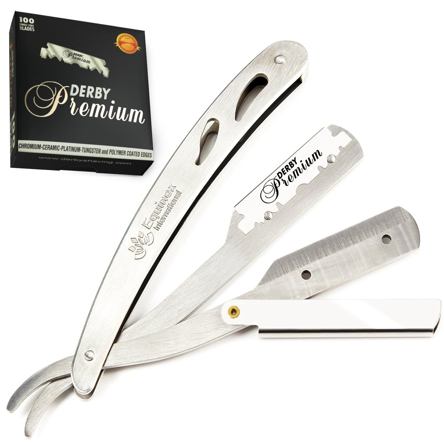 Equinox Professional Stainless Steel Straight Edge Razor with 100