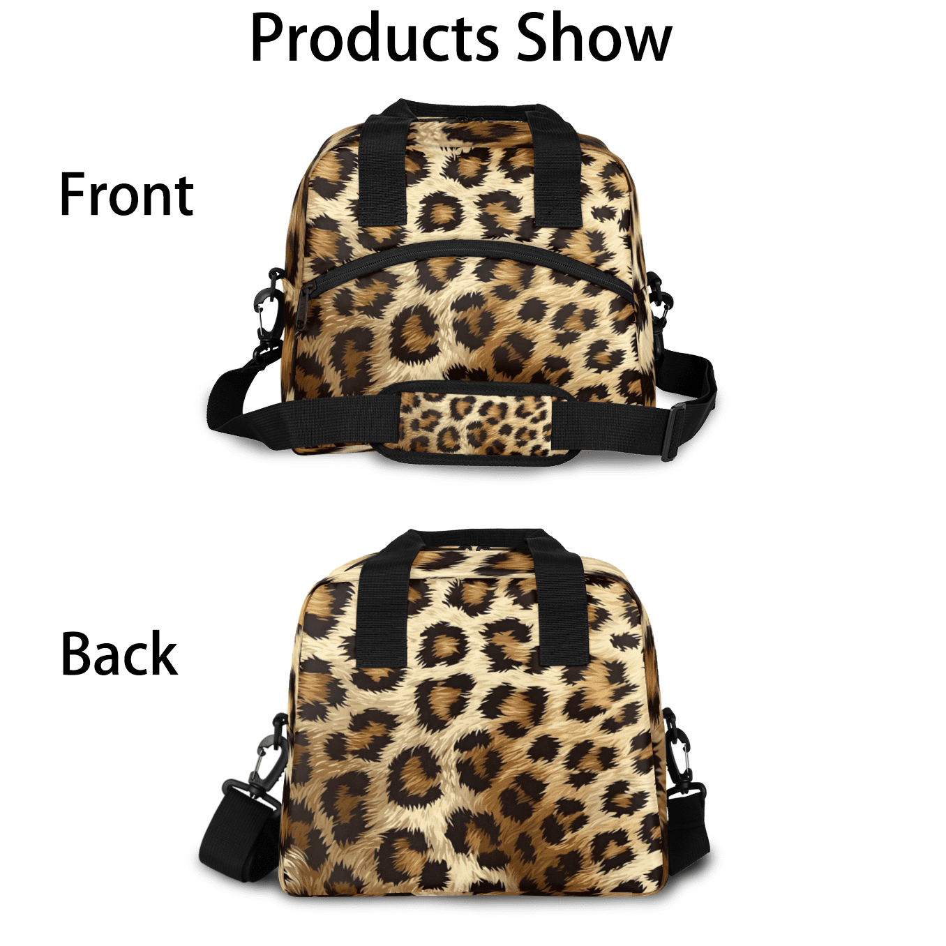 Herdesigns Leopard Print Insulated Lunch Bag for Women Men Adults Large Reusable Lunch Box Cheetah Wild Safari Leakproof Cooler Tote Bags with Adjustable Shoulder Strap