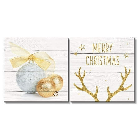 Christmas Print wall26 - 2 Panel Square Canvas Wall Art - Christmas Theme Decorating Elements - Giclee Print Gallery Wrap Modern Home Decor Ready to Hang - 16