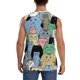 thumbnail image 4 of Fotbe Different Cats Men's Camiseta sin Mangas Estampada para Hombres, Playera Casual para Gimnasio, Entrenamiento, Playa-X-Large, 4 of 7