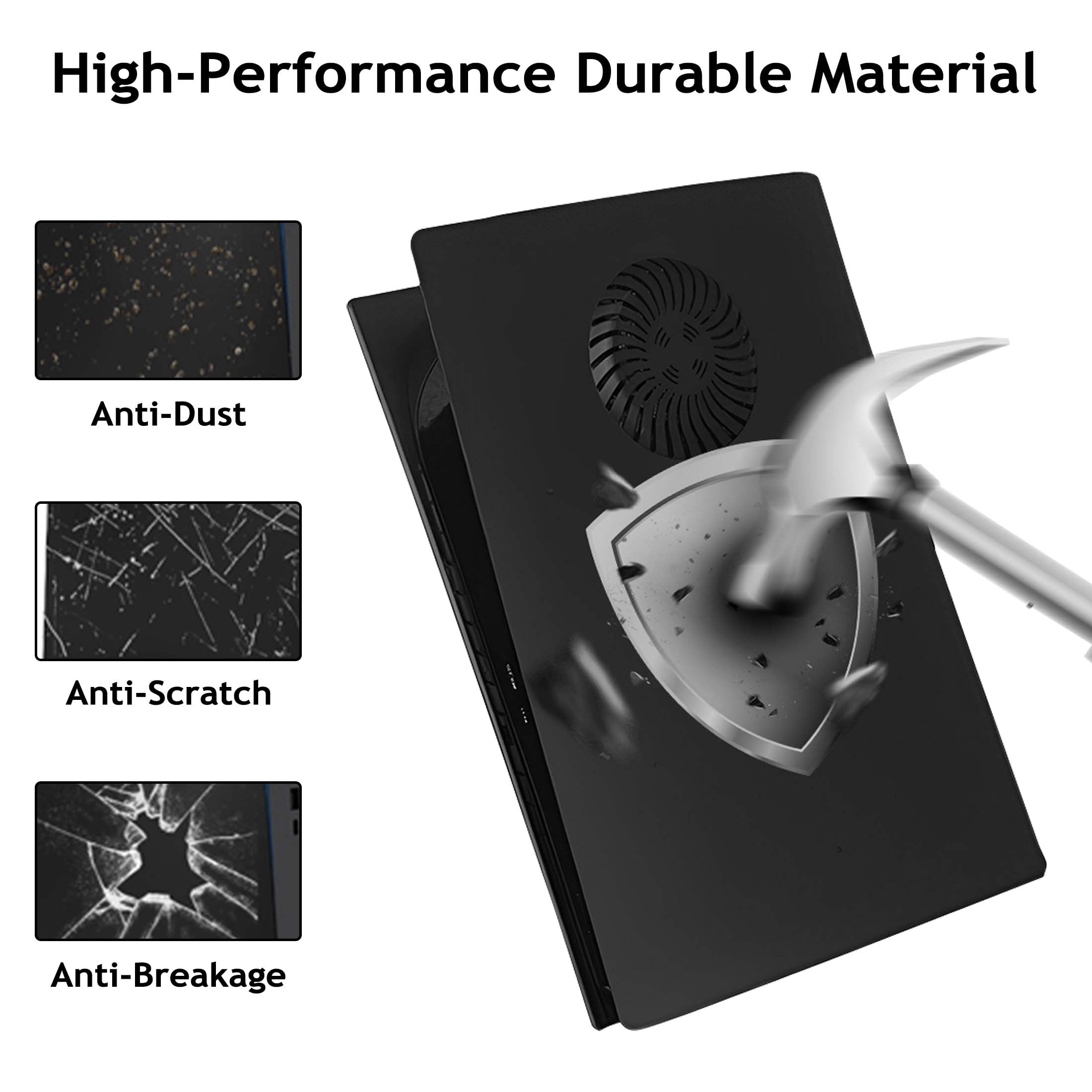 PS5 Cover Plates Faceplate for Original PS5 Digital Edition with Enhanced Cooling Vents & Dust Filter, Black