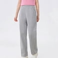 thumbnail image 4 of Plebaso Girls Boys Straight Leg Sweatpants High Elastic Waist Trousers Open Bottom Cotton Pants with Pockets, 4 of 7