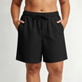 thumbnail image 2 of Plus Size Women's Solid Drawstring Casual High Waist Elastic Waist Summer Shorts With Side Pockets | CSEONE,Black L, 2 of 9