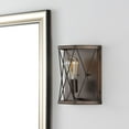 thumbnail image 6 of JONATHAN Y Liam 8.25" 1-Light Rustic Farmhouse Iron LED Sconce, Wood Finished/Oil Rubbed Bronze, 6 of 9