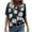 Navy, variant on Patlollav Womens Plus Size Casual T-Shirt Floral Print V-Neck Short Sleeve Pullover Blouse Tops