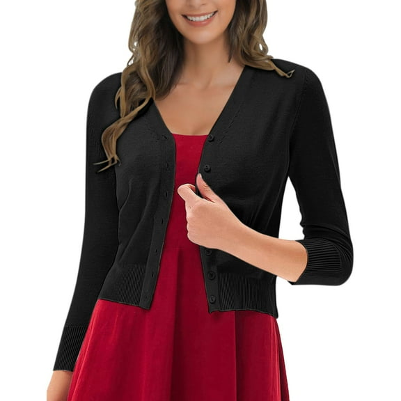 Black Cropped Sweaters Women's Solid Color Long Sleeved Knitted Sweater Cardigan Spring And Autumn Short Thin Of Large Size Jacket Oversized For Women