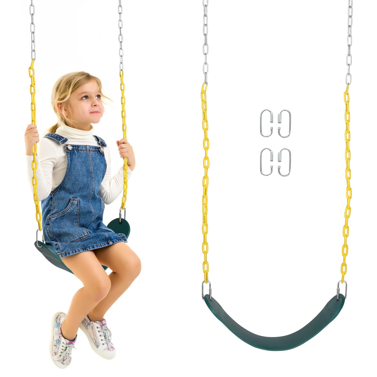 Swing Seat Heavy Duty Swing Set Accessories Replacement w/Chain Plastic Coated 