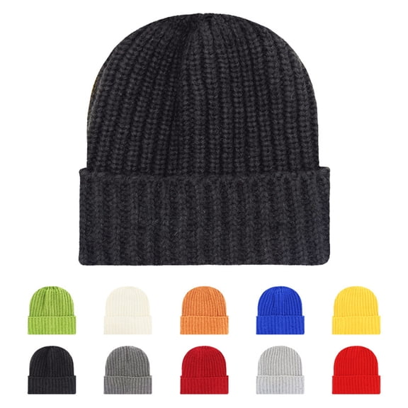 Sales 2026 Under $5 Dark Gray Winter Warm Hats GIJNRIUIUA Unisex Beanie Winter Knitted Cuffed Soft Warm Hat for Men/Women Ski Watch Cap Headscarf Beanie