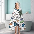 thumbnail image 6 of Blue Football Game Icons Pattern Hooded Bath Towel，60"x35" for Ages 3 To 12 Kids, Quick Dry Lightweight Soft Microfiber Hood Beach Towel Cover Up for Kids, 6 of 7