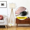 thumbnail image 5 of OUTON 63"  Wood Tripod Floor Lamp for Living Room,  Modern Standing Lamps with Remote Control,  3 Color Temperature Dimmable Pole Light with Linen Shade for Bedroom, Office, 5 of 5