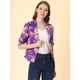thumbnail image 3 of Allegra K Chaqueta abierta de la chaqueta del traje de la cosecha del trabajo de la oficina del frente de las mujeres Púrpura oscuro-Floral S, 3 of 6