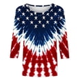 thumbnail image 4 of Avrnliq American Flag Patriotics Shirts Women USA 4th of July T Shirt Red White Blue Graphic 3/4 Sleeve Tee Tops, 4 of 5