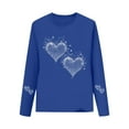 thumbnail image 2 of Girls Sparkle Long Sleeve Top, Blue Heart Rhinestone & Star Shirt, Stretchy Glitter Party Shirt for Kids Girls 2-14 Years,Size 9-10 T, 2 of 6