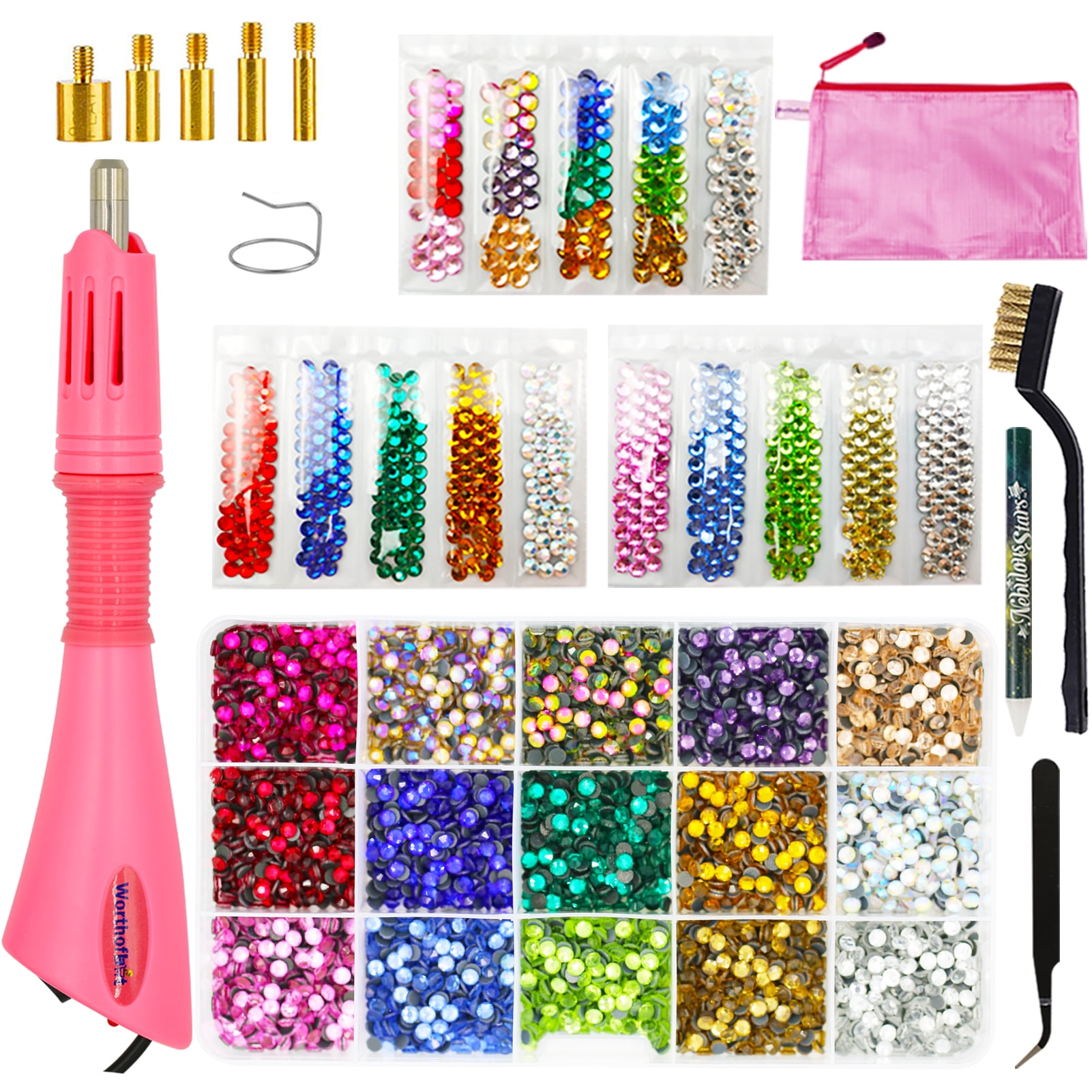 Worthofbest Bedazzler Kit with Rhinestones, Hotfix Applicator, Hot Fix