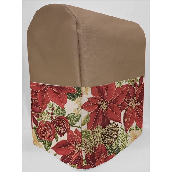 Canvas Christmas Poinsettia Cover Compatible with Farberware 4.7qt Stand Mixer by Penny's Needful Things (Khaki)
