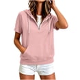 thumbnail image 6 of Sevevn Women's Short Sleeve Hoodie Half Zip Pullover Hooded Sweatshirt with Pocket Casual Raglan Sleeve Tops Pink M, 6 of 8