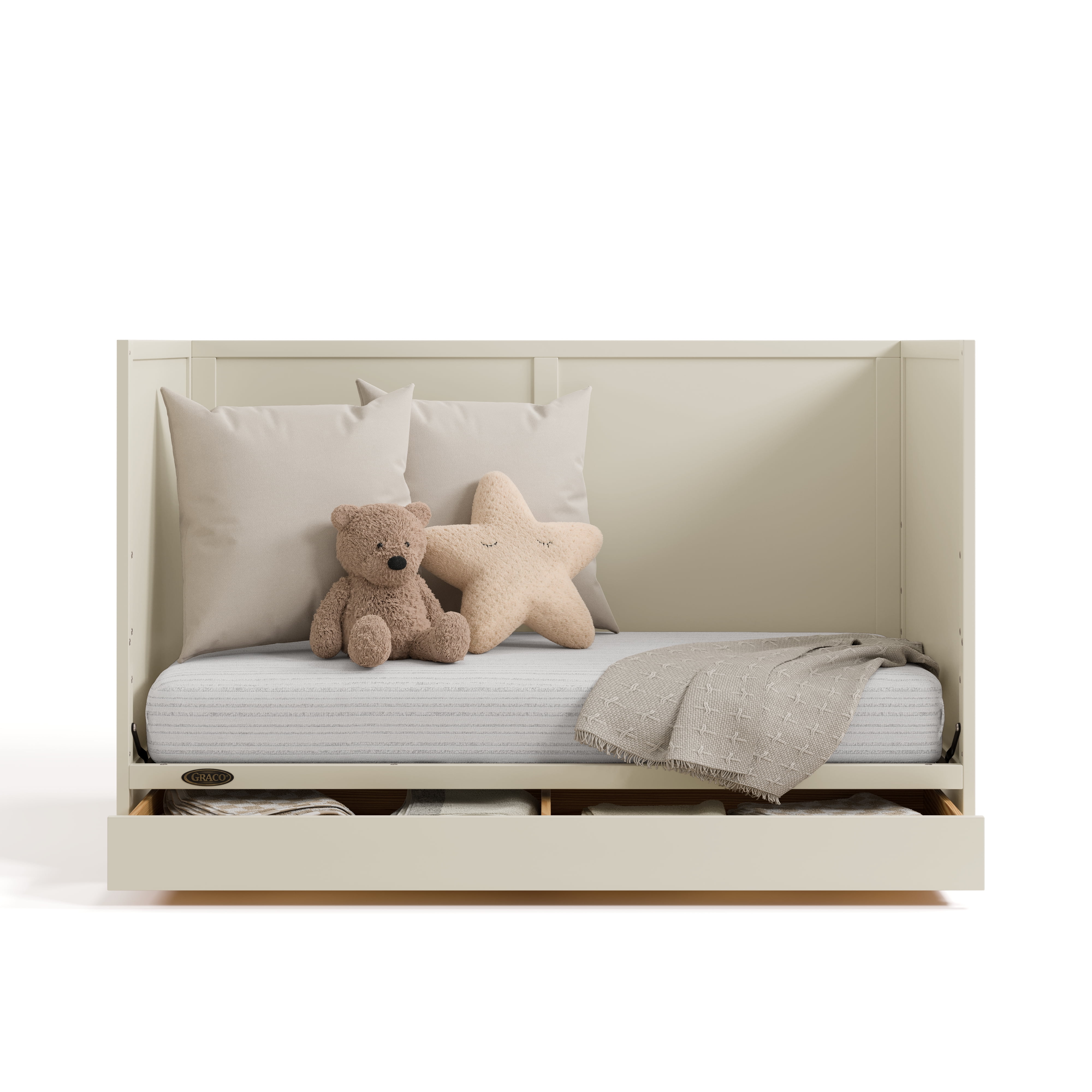 Graco Theo 3-in-1 Convertible Baby Crib with Drawer, Frosted Oat