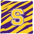 thumbnail image 4 of Letter K Monogram - Tiger Stripe - Purple Gold Fabric Decorative Pillow, 4 of 7