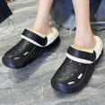 thumbnail image 2 of Zapatillas de mujer con agujeros, zapatillas de felpa de algodón para invierno, zapatos planos antideslizantes para interiores, zapatillas de jardín con agujeros, 2 of 5