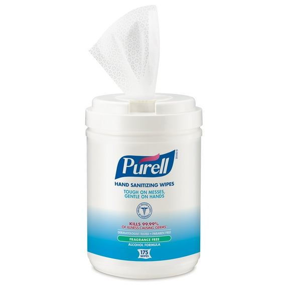 Purell Ethyl Alcohol Hand Sanitizing Wipe Canister 175 Wipes 6 Packs