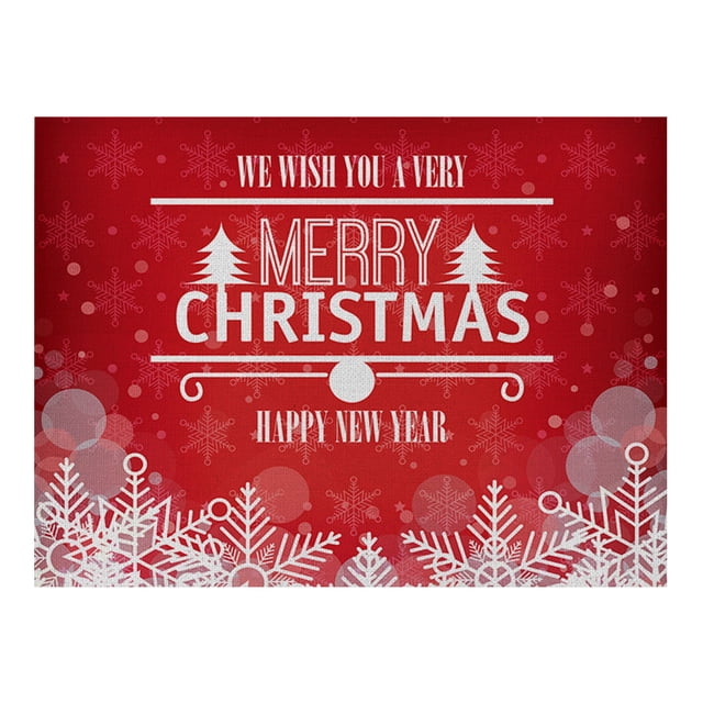 BKBP Napperon de Noël Napperons de Table Flocon de Neige Rouges et Blancs Napperons d'Hiver Lavables Décoration de Table de Noël d'Hiver pour Fête Intérieure Extérieure Cuisine Salle à Manger (8.27*12.6 Po)