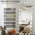 thumbnail image 3 of Hollywood LED Full Body Mirror with 3 Light Modes & Adjustable Brightness, 72x36 Inch Aluminum Framed Full Length Vanity Mirror for Bedroom/Bathroom, Silver, 3 of 9