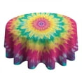 thumbnail image 4 of Colorful Rainbow Tie Dye Spiral Pattern Round Tablecloth 60"x60",Wrinkle Wipeable Table Cloth for Kitchen Dining Room Picnic Patio Party, 4 of 6