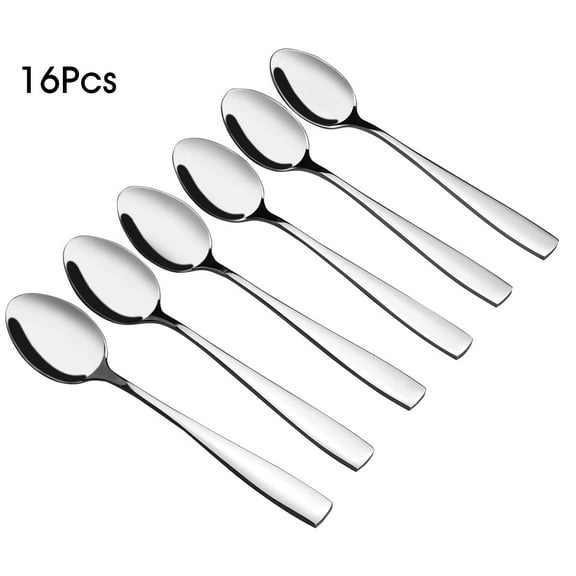 ZOUYUE 16-Piece Food Grade Stainless Steel Spoons, Metal Spoons, Silverware Spoons, Tablespoons for Home and Restaurant, Silver