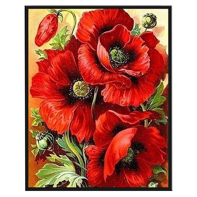 11CT bordado completo amapola algodón impresión punto de cruz costura decoración del hogar Likrtyny decoración de arte