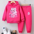 thumbnail image 2 of Zuwimk 2 Pcs Boys Girls Clothes Sweatsuit Set Color Blocked Hoodie Top and Jogger Pants for Kids Fall Winter Spring Outfits(Hot Pink,2-3 Years), 2 of 4